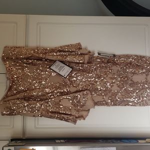 Rose gold sequin mini party dress